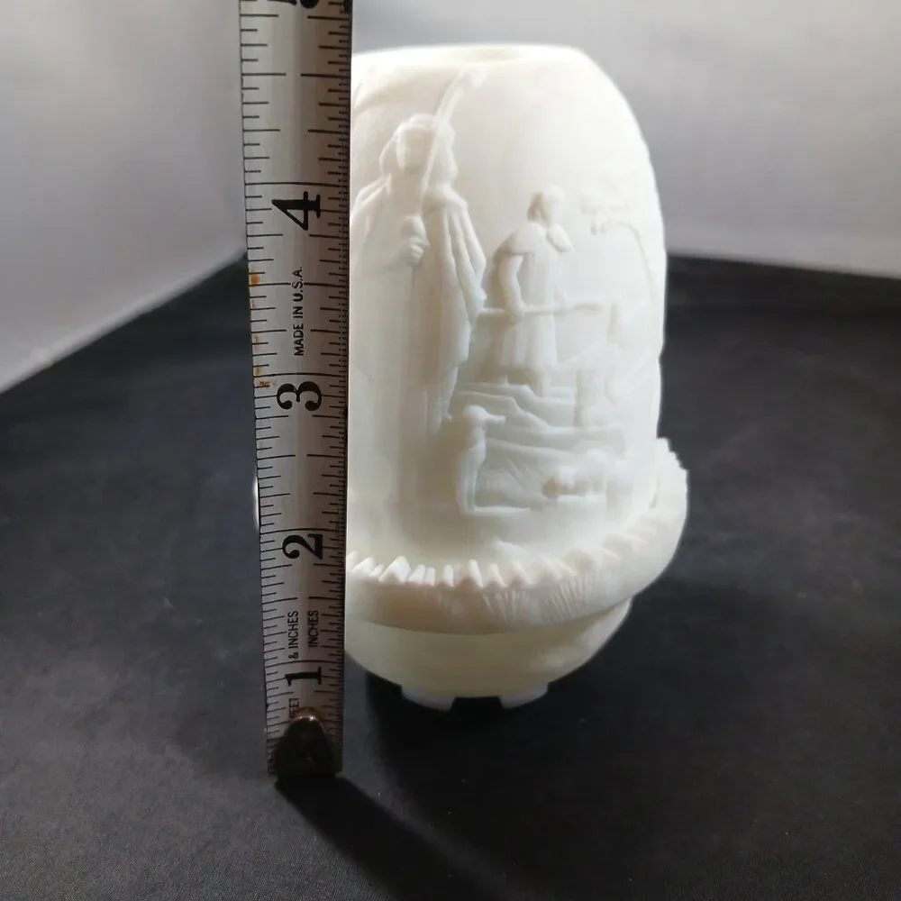 Fenton Vintage Christmas Nativity Fairy Lamp Candle Holder